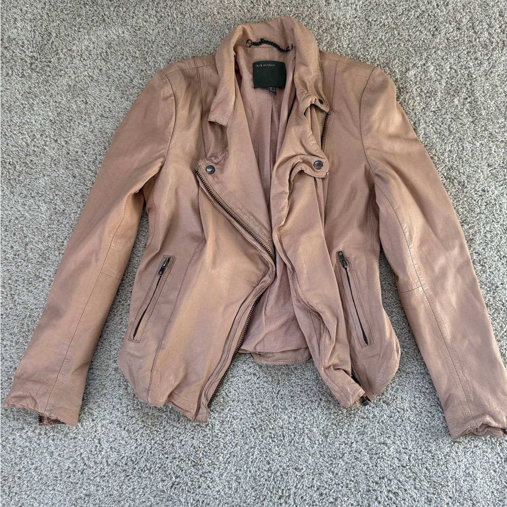 Muubaa Peach Leather Jacket
